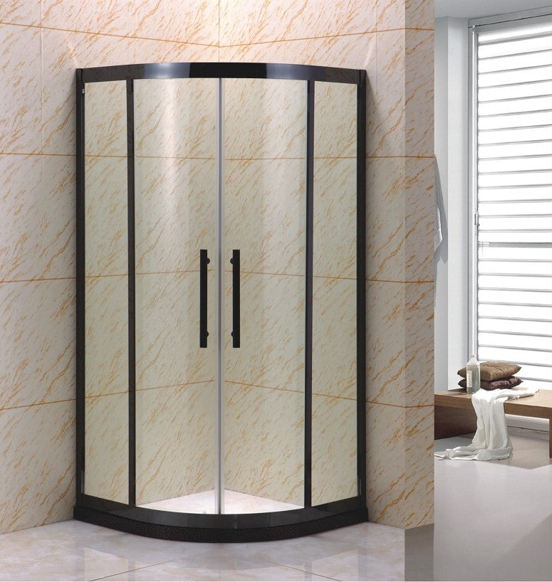 Овална душ кабина без корито B-L1001, Черен, 90 × 90 × 190 см, профил черен - Cascada — снимка 1