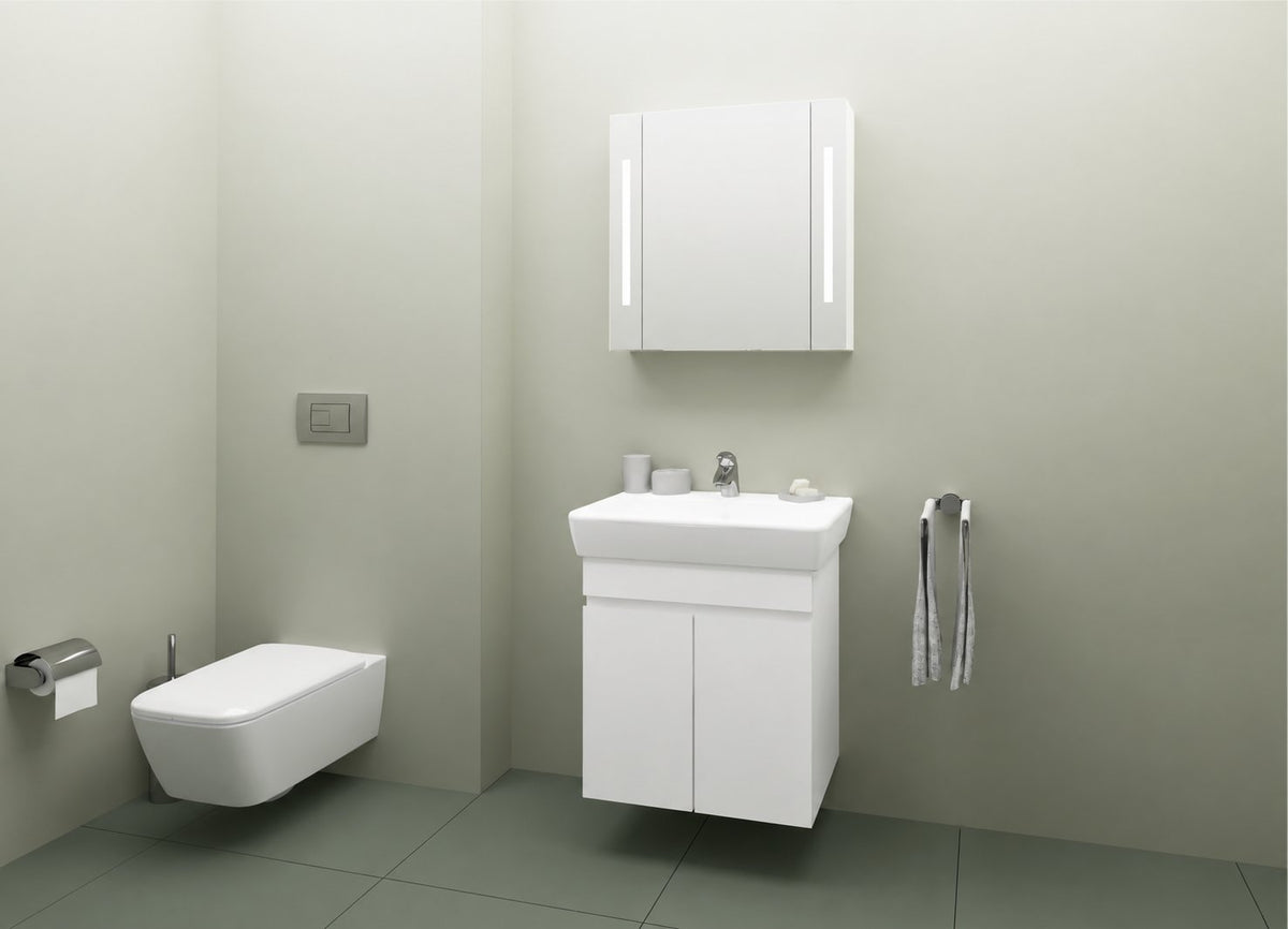 Visota 2954-lower — примерна композиция; продава се само Долен шкаф с мивка ЛОРЕНА 60 PVC, ширина 60 см, бял гланц - Visota