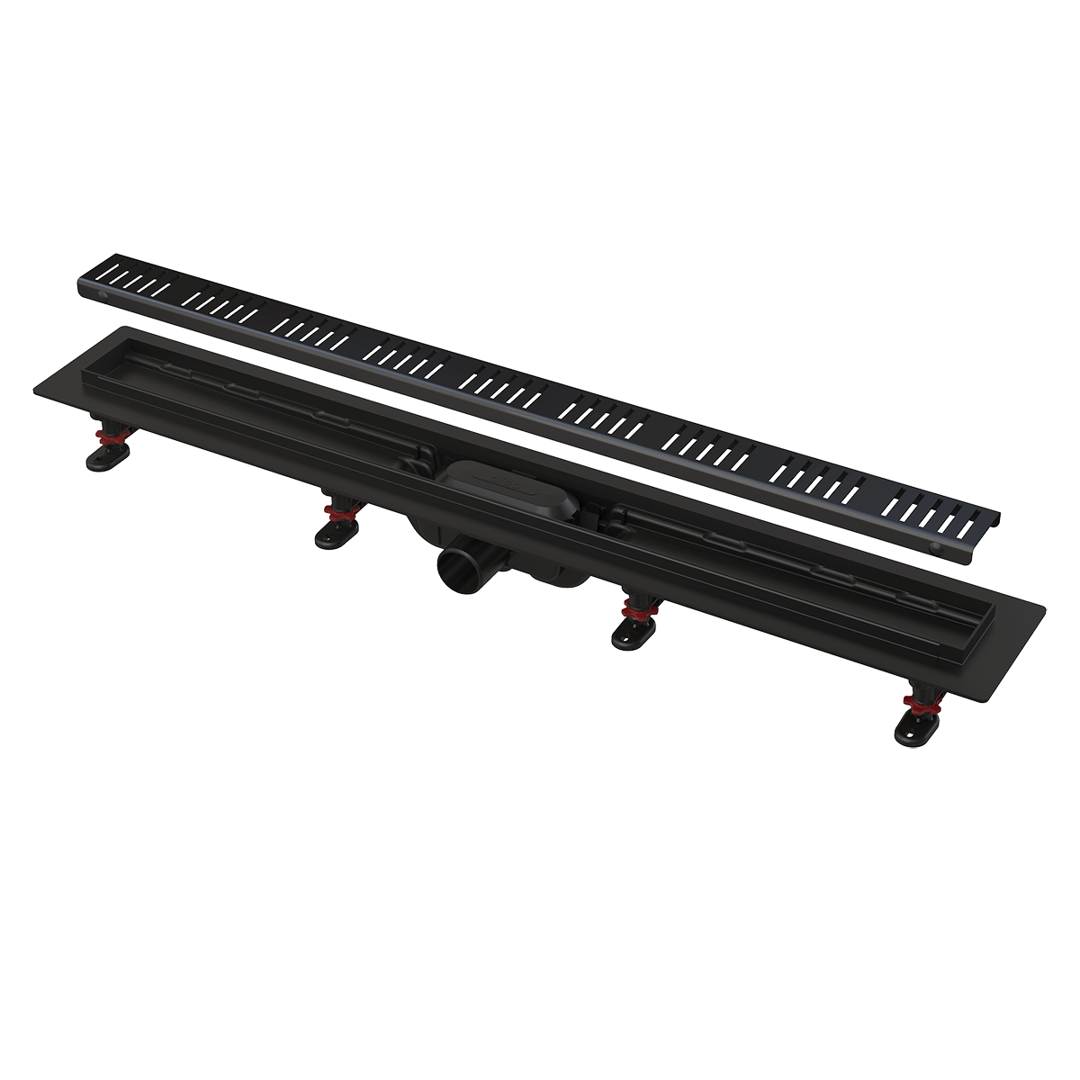 Пластмасов линеен сифон с решетка мат, черен - APZ10BLACK