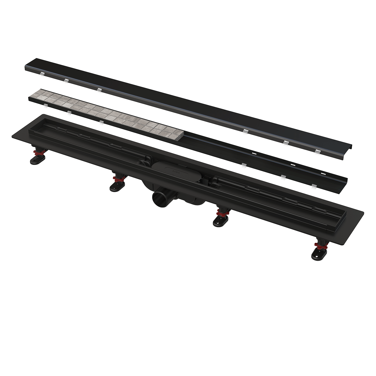 Линеен сифон с двустранна решетка, черен мат - APZ19BLACK Simple