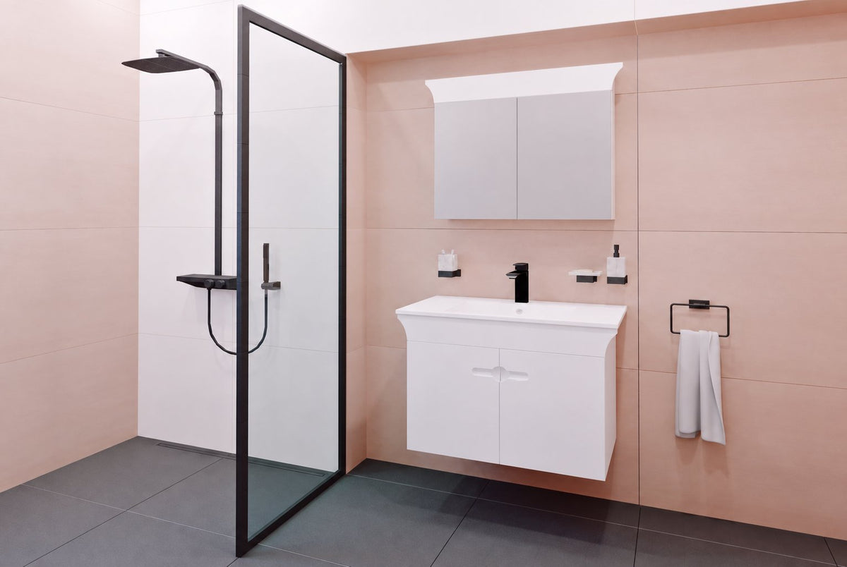 Visota 4002-lower — примерна композиция; продава се само Долен шкаф с мивка ЛИНЕА 80 PVC, ширина 80 см, бял гланц - Visota