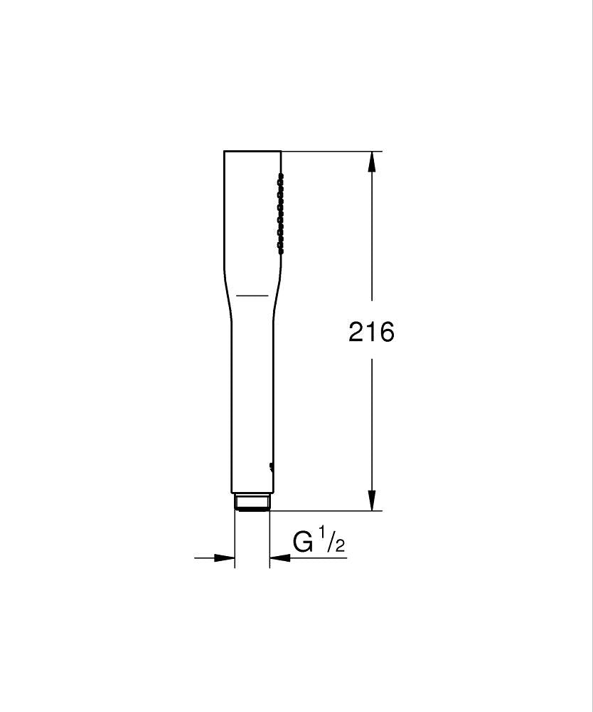 Ръчен душ, GROHE Euphoria Cosmopolitan Stick, 1 струя - Rain, 9,5 l/min - Euphoria Cosmopolitan Stick - чертеж с размери