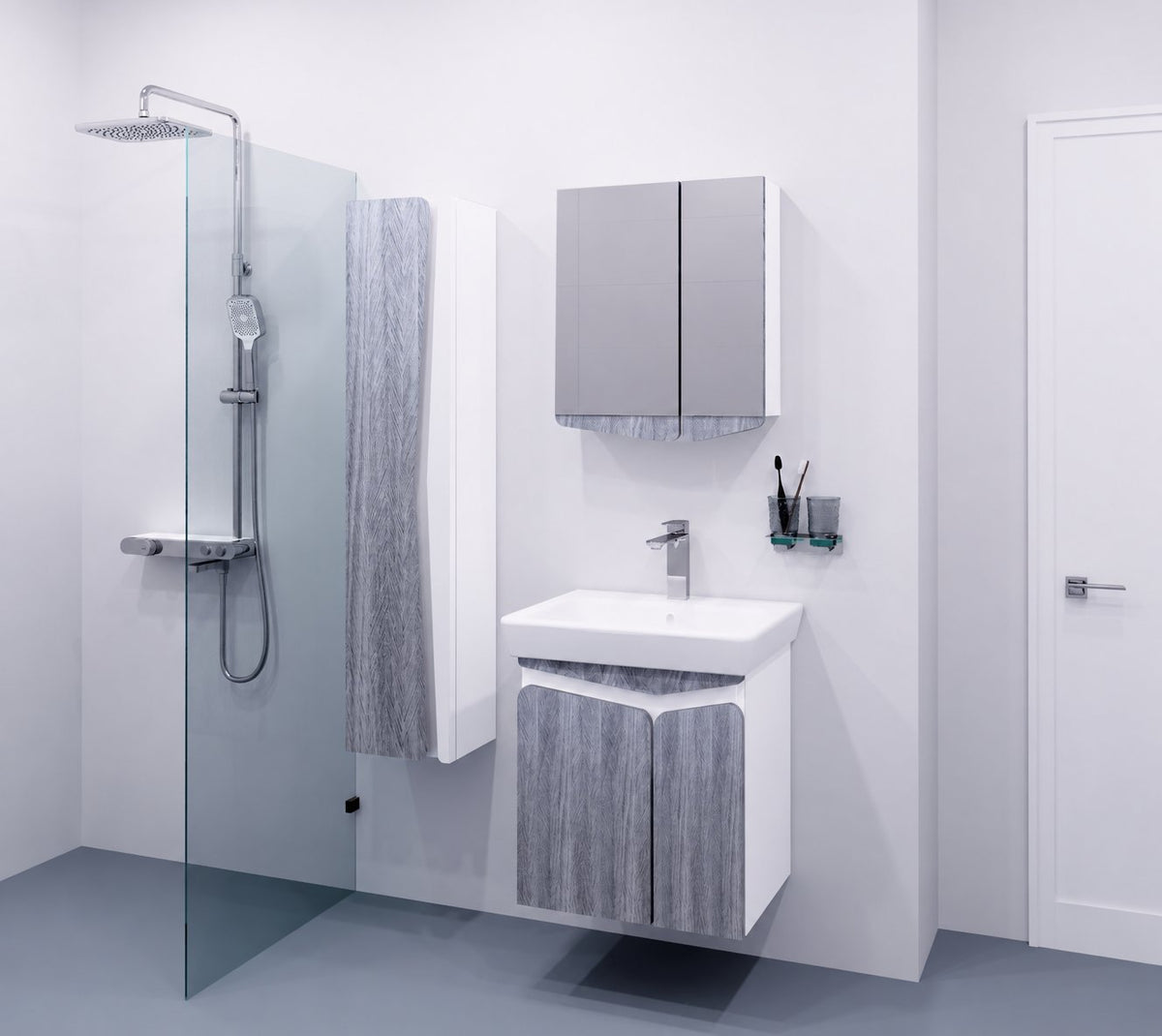 Visota 4352-upper — примерна композиция; продава се само Горен шкаф Виви 60 PVC №44, ширина 55 см, бял / HPL №44 - Visota