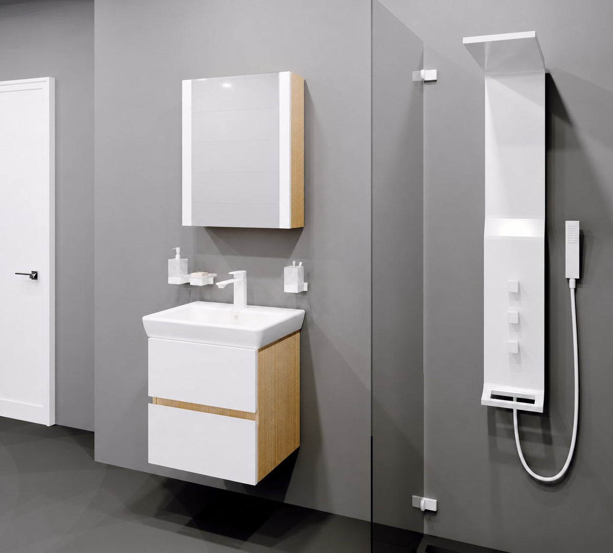 Visota 4146-lower — примерна композиция; продава се само Долен шкаф с мивка ТЕДИ 55 PVC №15, ширина 55 см, бял / HPL №15 - Visota