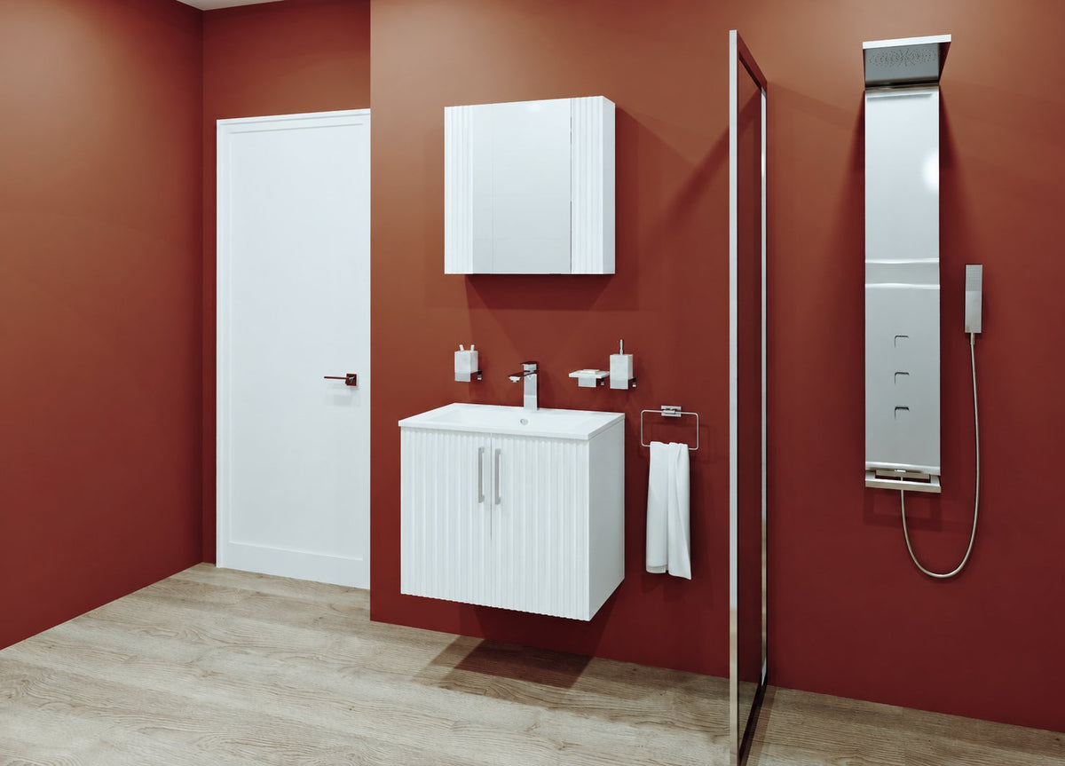 Visota 4243-lower — примерна композиция; продава се само Долен шкаф с мивка Ева 65 PVC, ширина 65 см, бял гланц - Visota