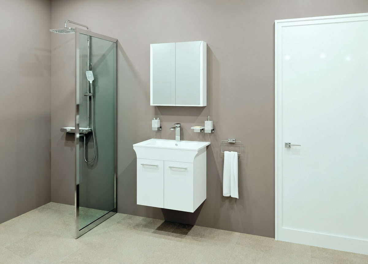 Visota 2318-upper — примерна композиция; продава се само Горен шкаф ЛИНЕА 65 PVC, ширина 58 см, бял гланц - Visota