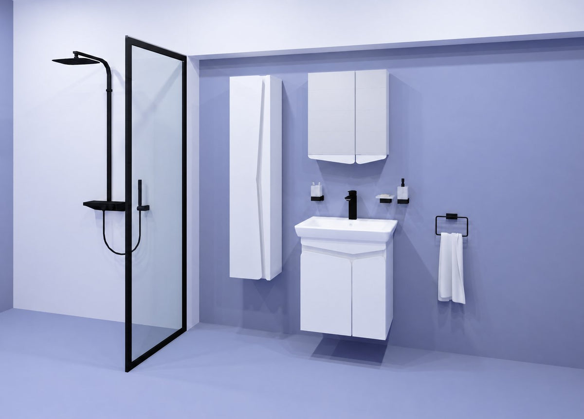 Visota 3982-upper — примерна композиция; продава се само Горен шкаф Виви 60 PVC, ширина 55 см, бял гланц - Visota