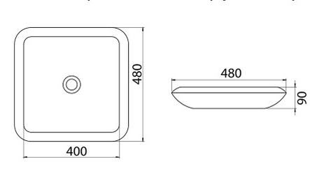 Умивалник за монтаж върху плот 48x48 cm - More - чертеж с размери