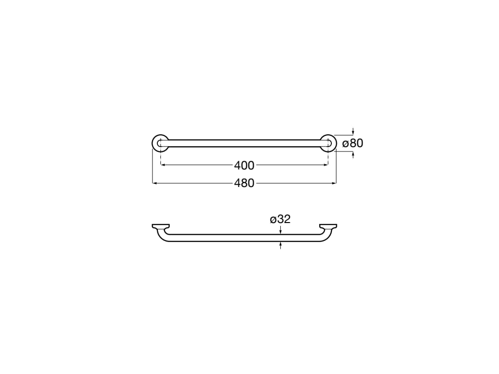 Права дръжка с матово покритие 48x8 cm - Access Comfort - чертеж с размери