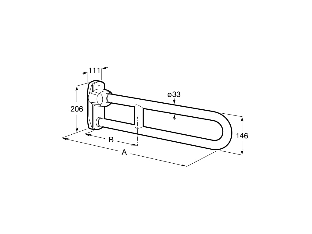 Сгъваема дръжка 600 mm - Access Comfort - чертеж с размери