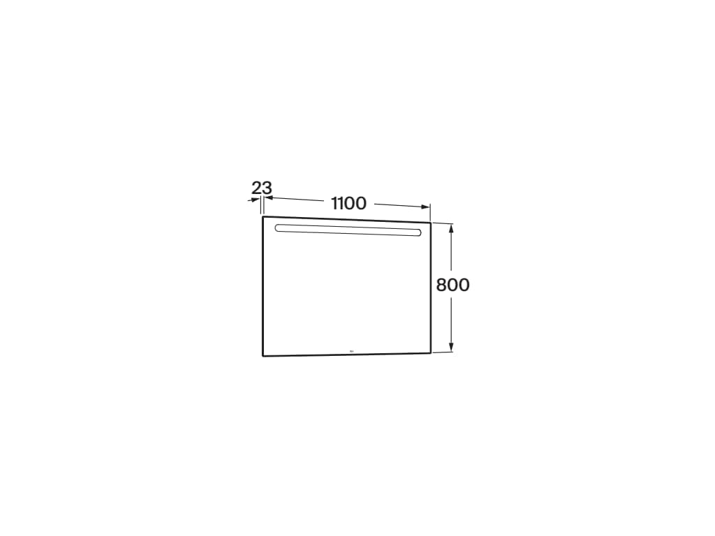 Правоъгълно огледало с горно осветление 110x80 cm - Eidos - чертеж с размери