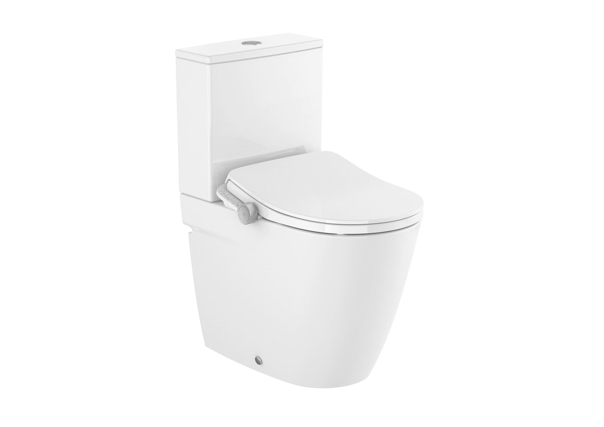In-Wash® Ona – Смарт тоалетна Roca Rimless®, Compact, долепена до стената, с функции за измиване и сушене