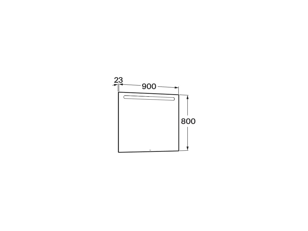 Правоъгълно огледало с горно осветление 90x80 cm - Eidos - чертеж с размери