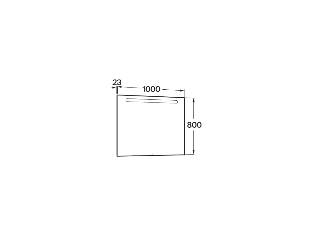 Правоъгълно огледало с горно осветление 100x80 cm - Eidos - чертеж с размери
