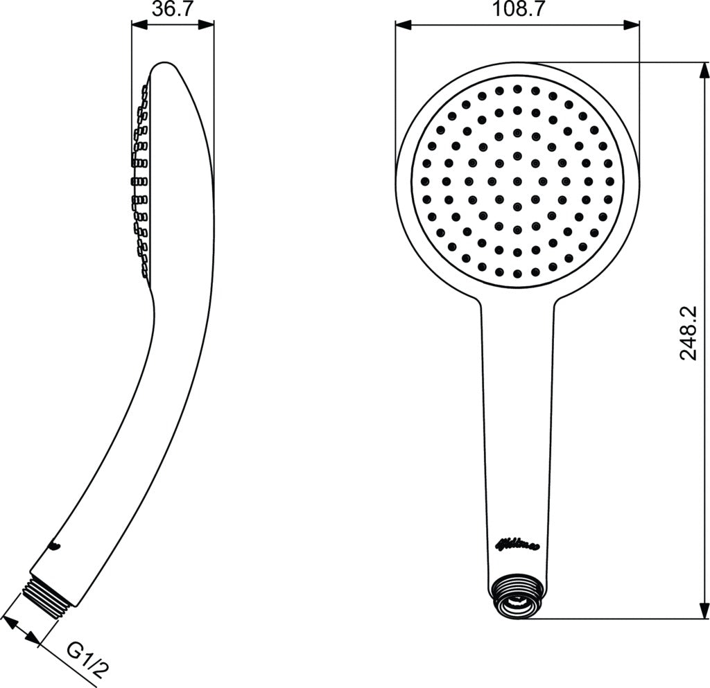 Ръчен душ Ø100 mm - VidimaFresh B0826 - чертеж с размери