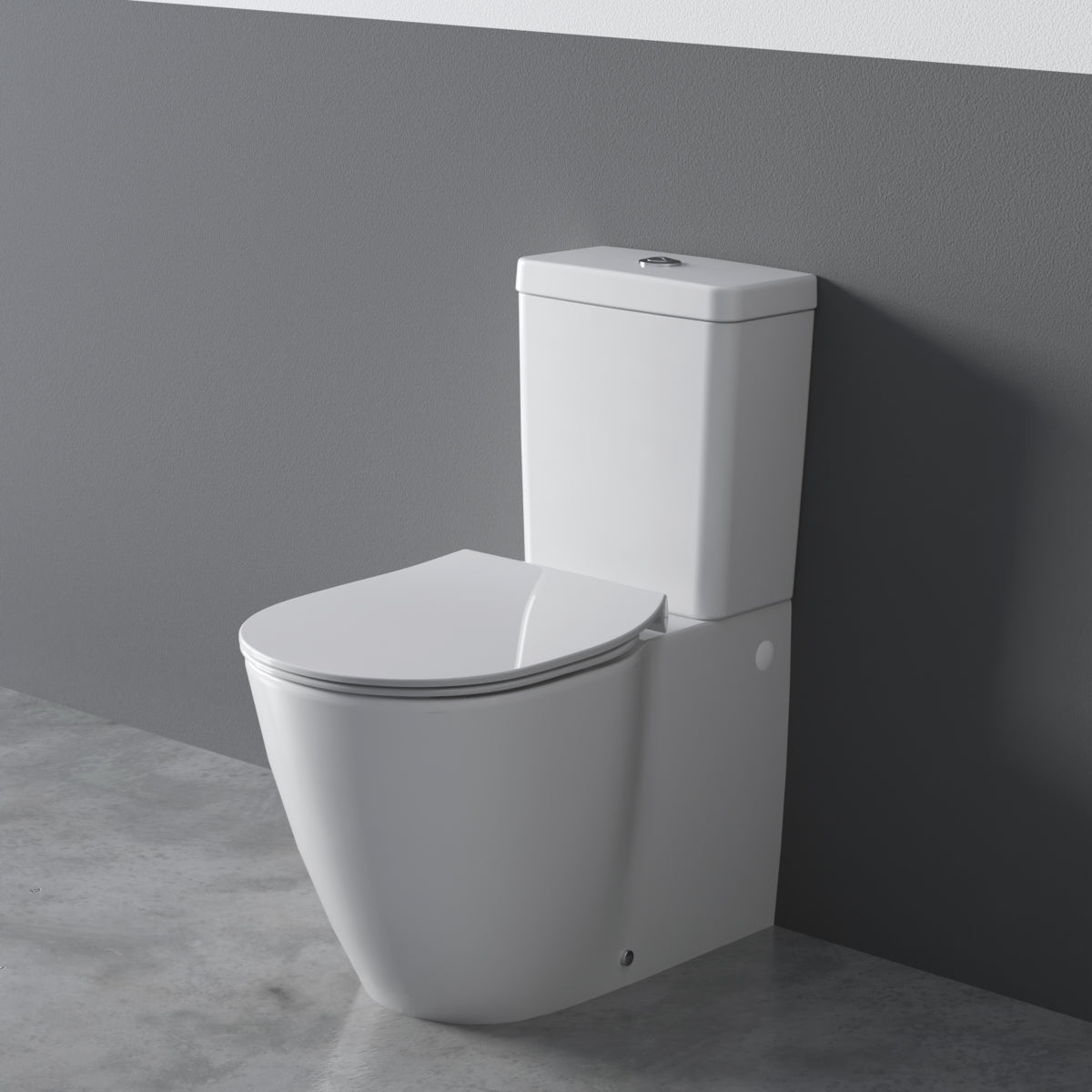 Стояща тоалетна чиния за WC комплект - AquaBlade®, с плътно прилепване към стената - Connect - комплект с казанче и седа