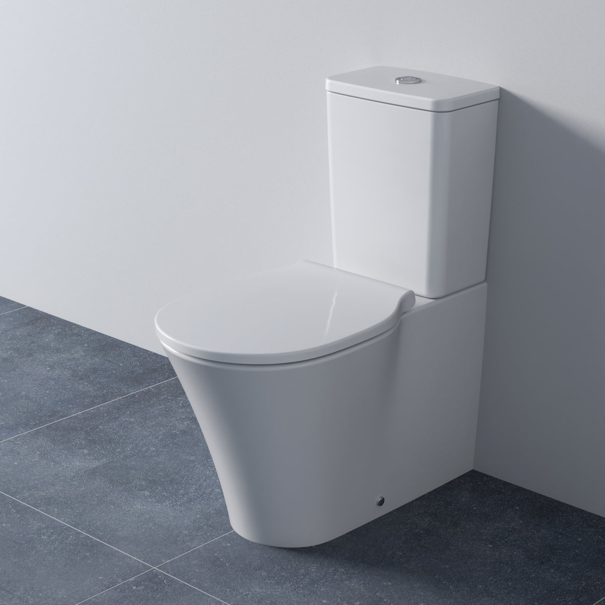 Стояща тоалетна чиния за WC комплект с бидетна арматура, с плътно прилепване към стената - Connect - комплект с казанче 