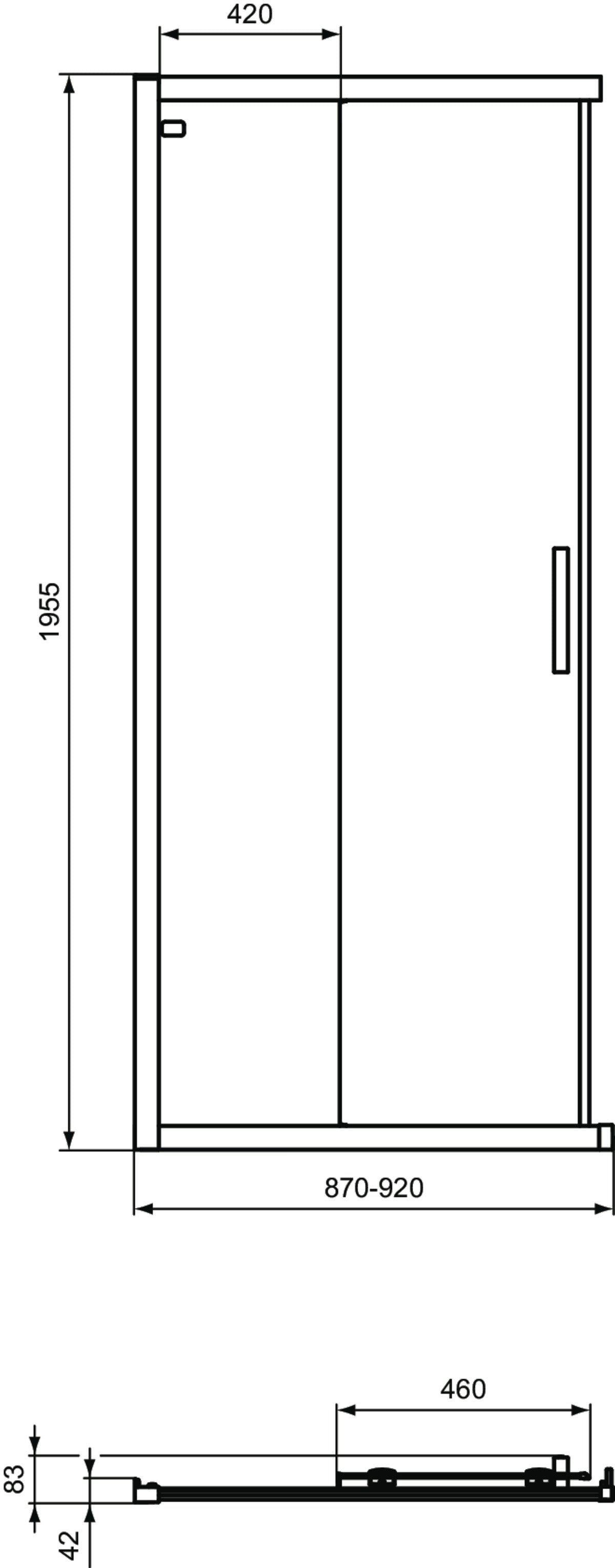 Душ кабина 90 cm 80 cm - Connect 2 - чертеж с размери