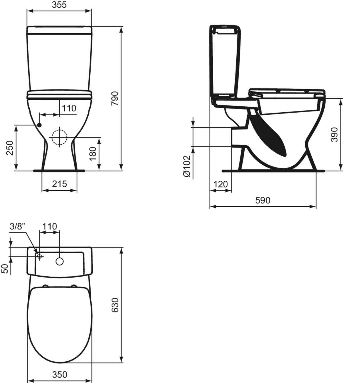 WC комплект - Eurovit - чертеж с размери