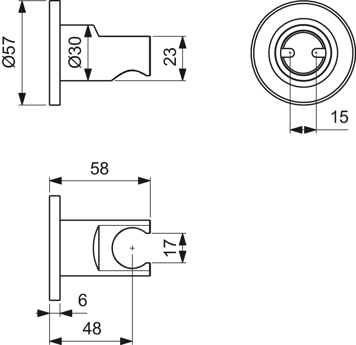 Фиксирана стенна окачалка - Idealrain BC806 - чертеж с размери