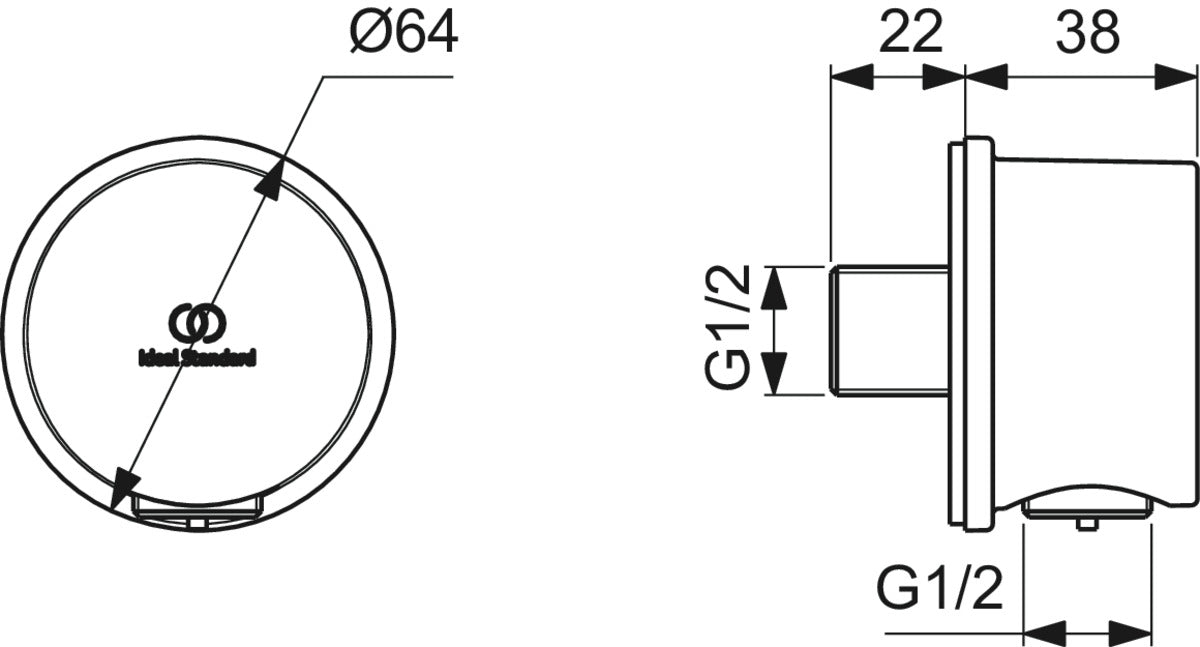 Стенно коляно - Idealrain BC808 - чертеж с размери