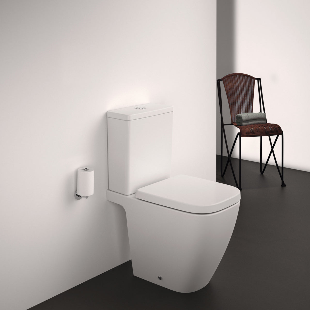 Стояща тоалетна чиния за WC комплект RimLS+ - i.life S - комплект с казанче и седалка