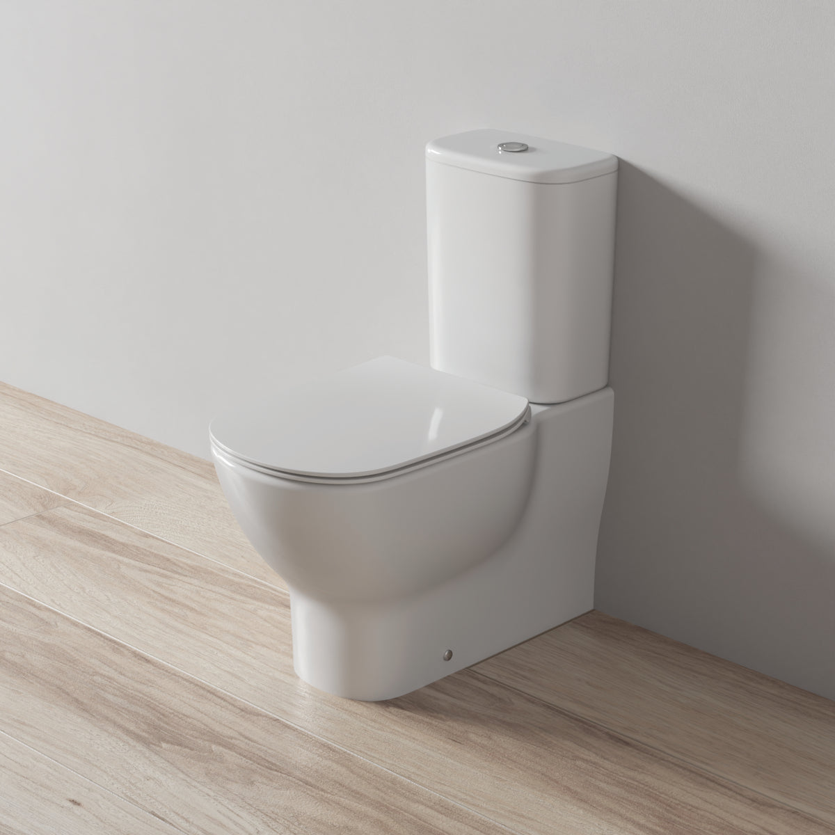 Стояща тоалетна чиния за WC комплект с плътно прилепване към стената - AquaBlade® - Tesi - Бял - комплект с казанче и се