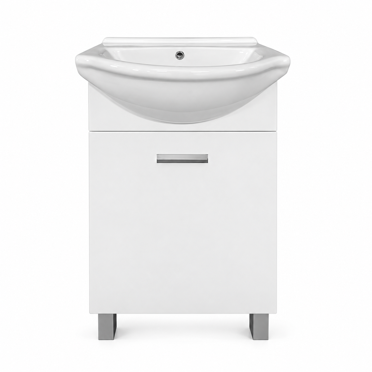 Долен шкаф за баня SM430F с мивка 40 см, бял гланц - Makena