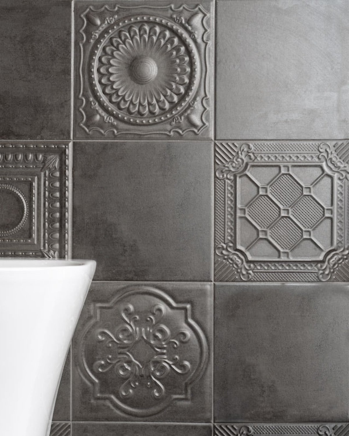 Metal Tiles - relief gunmetal detail