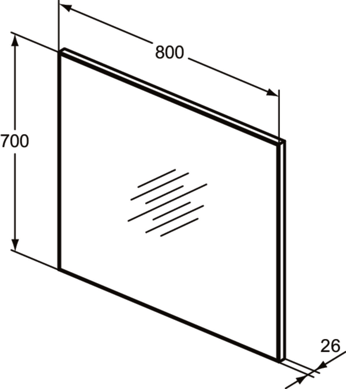 Огледало Low S 80x70 cm - Mirror&Light - чертеж с размери