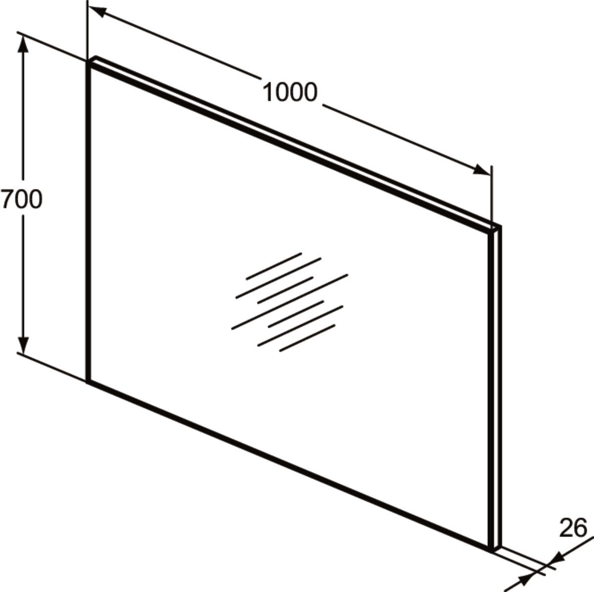 Огледало Low S 100x70 cm - Mirror&Light - чертеж с размери