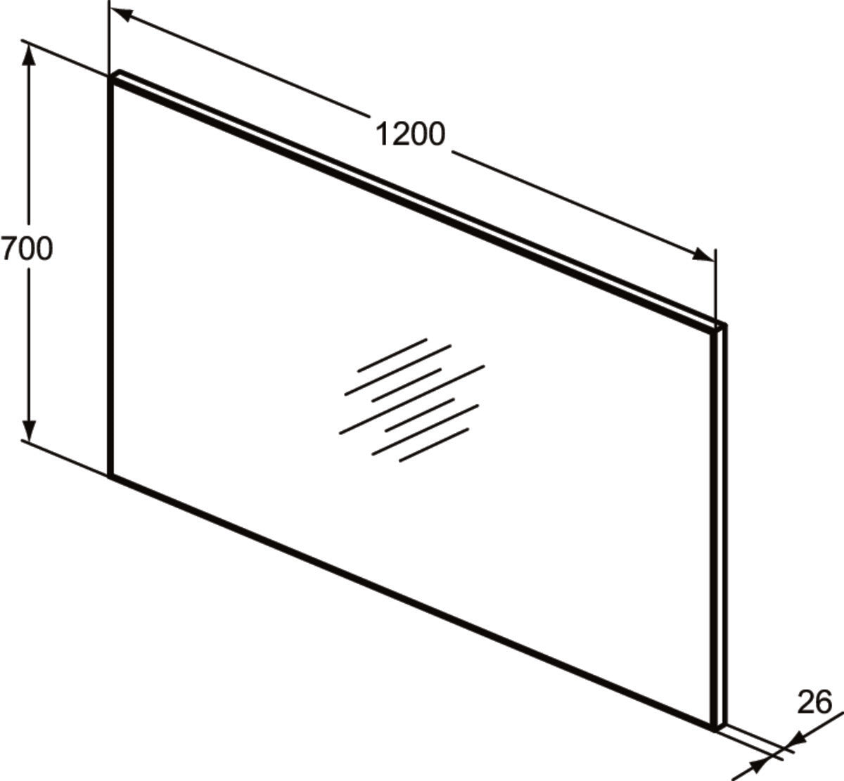 Огледало Low S 120x70 cm - Mirror&Light - чертеж с размери