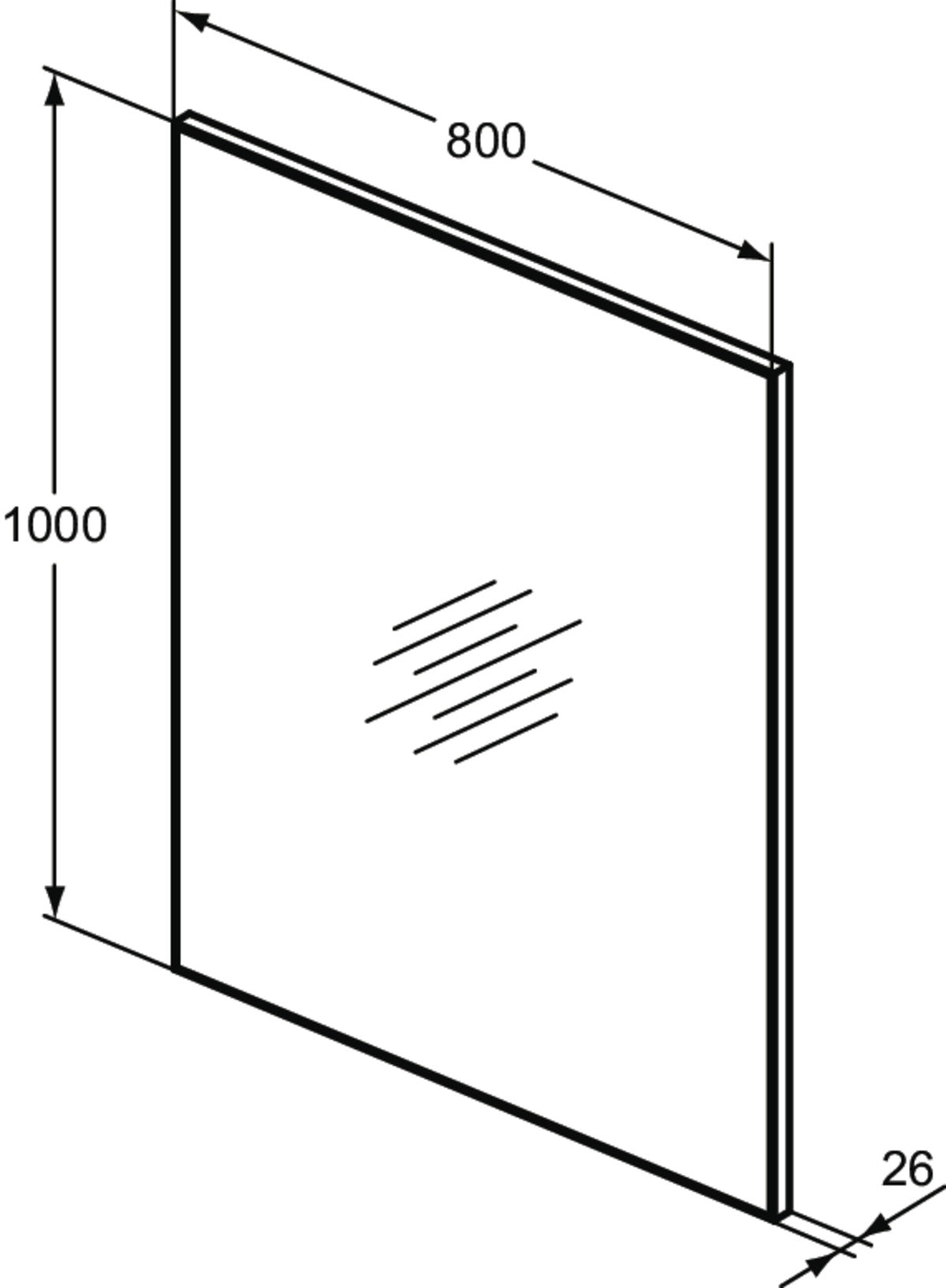 Огледало Low H 80x100 cm - Mirror&Light - чертеж с размери