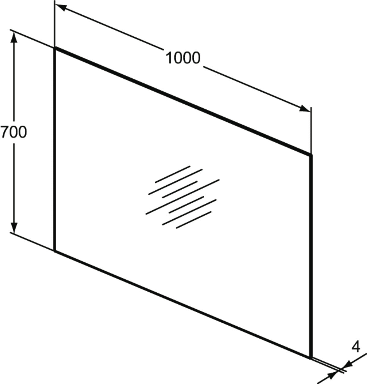Огледало Eco 100x70 cm - Mirror&Light - чертеж с размери